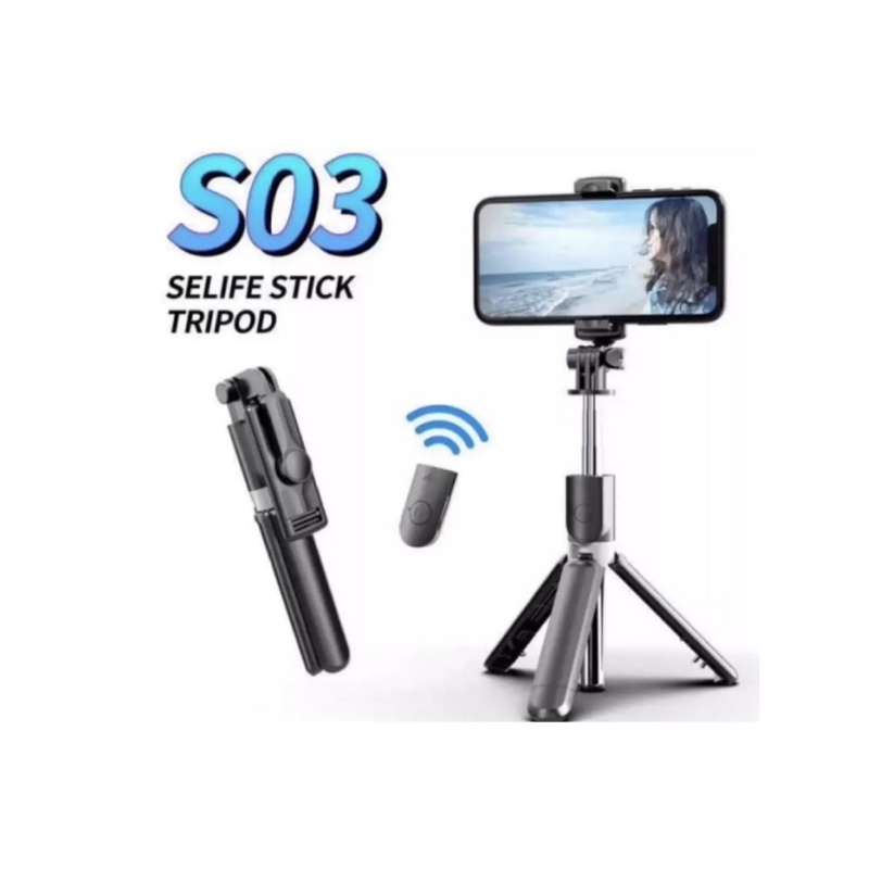 Tripod Tongsis -JC11S- Bluetooth Magic -S03-S Led - S03 3IN1+Tripod R1- Y9 - Selfie Stick Support Ios Android Dudukan GoPro / Tongsis Q07 Nirkabel Monopod Bluetooth Super Bright Remote Control / Tripod Bluetooth Portable Tripod K07