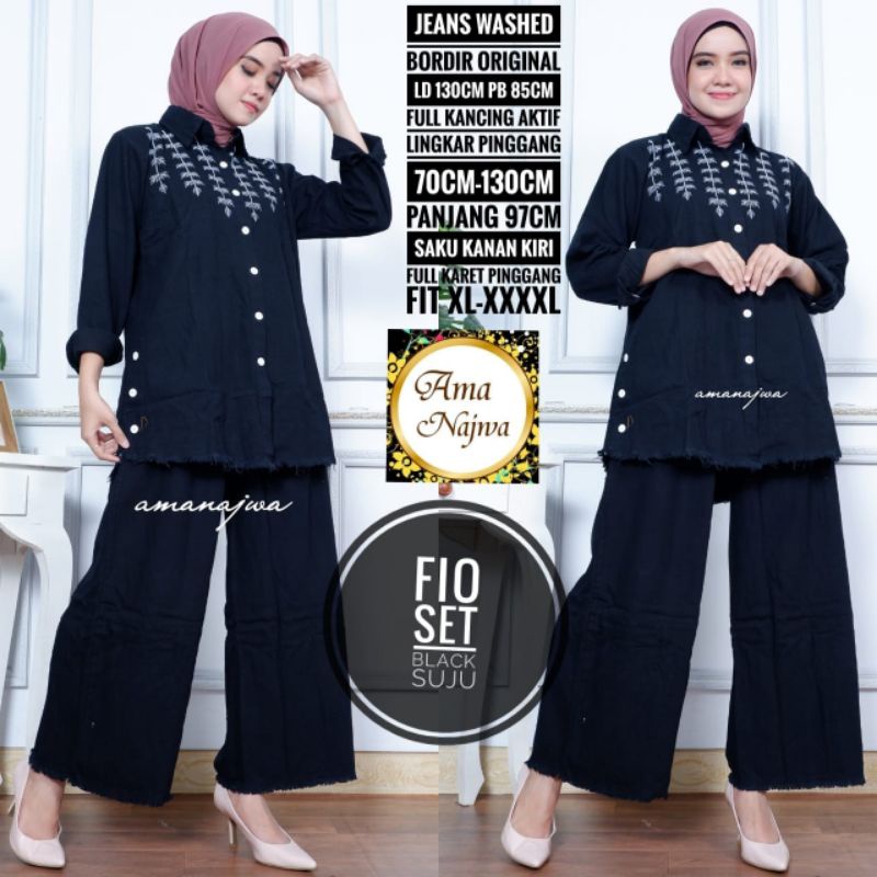 FIO SET DARK JEANS ORIGINAL BY AMA NAJWA (100% ORI BERLABEL AMA NAJWA)