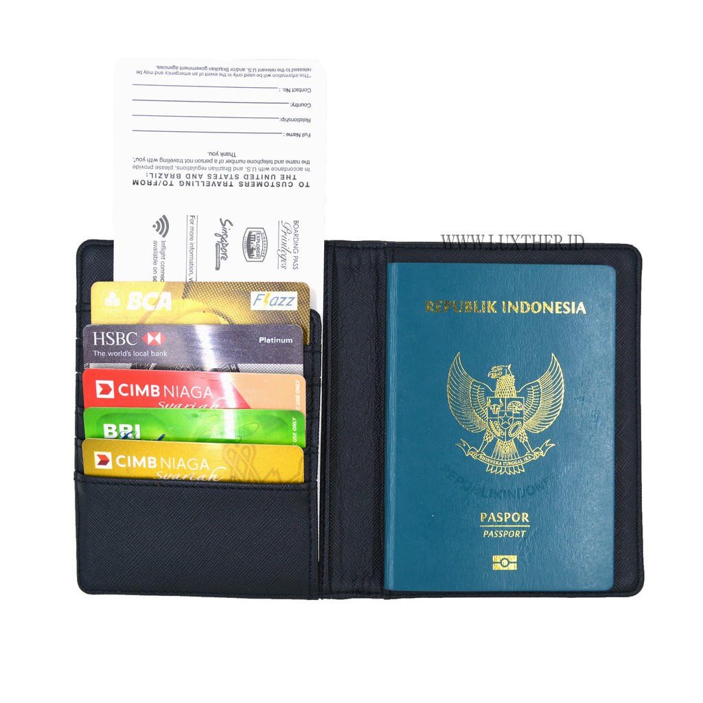 LUXTHER - Passport Flip / Passport Saffiano / tempat passport / passport cover / dompet wanita