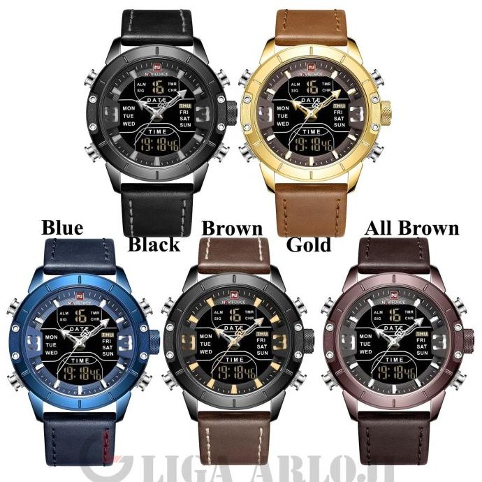 Naviforce Double Time Kulit - Jam Tangan Pria - 9153 - Original