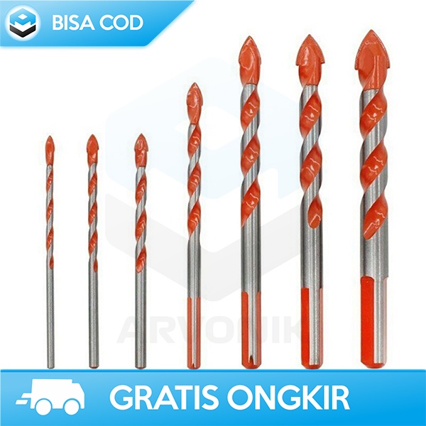 SET MATA BOR TWIST DRILL PEMBUAT ULIR  ISI 7PCS KUAT DAN TAJAM 3-12MM