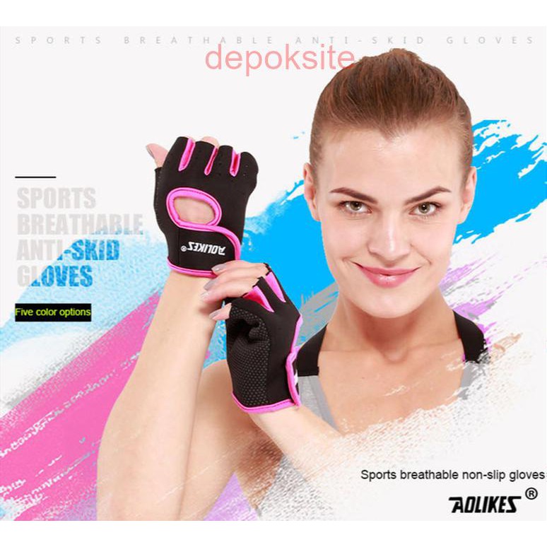 1 Pasang AOLIKES 1678 Sarung Tangan Gym Gloves Fitness Gloves Fitness Cycling Gloves Men Women Sport