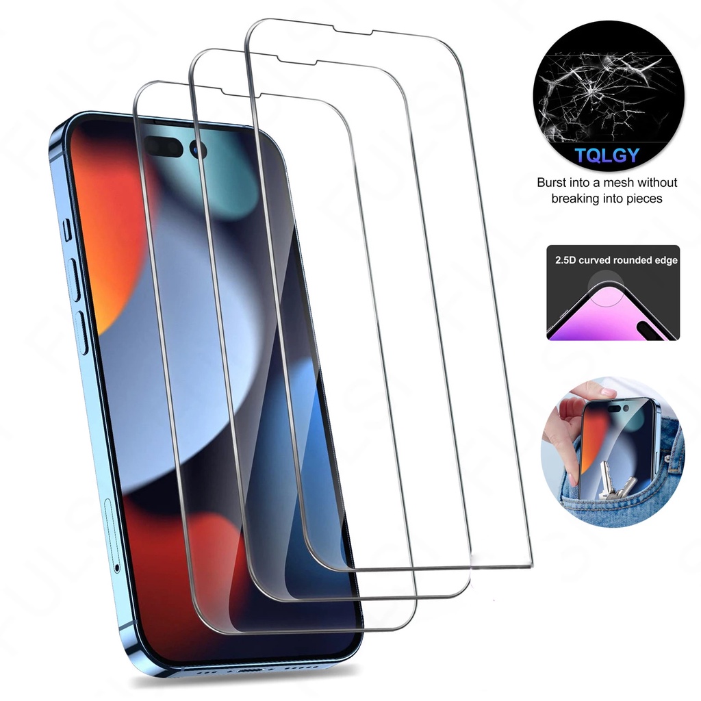 1pc Pelindung Layar Tempered Glass Full Cover Anti Glare / Sidik Jari Untuk iPhone 14 / 14plus / 14pro / 14pro Max