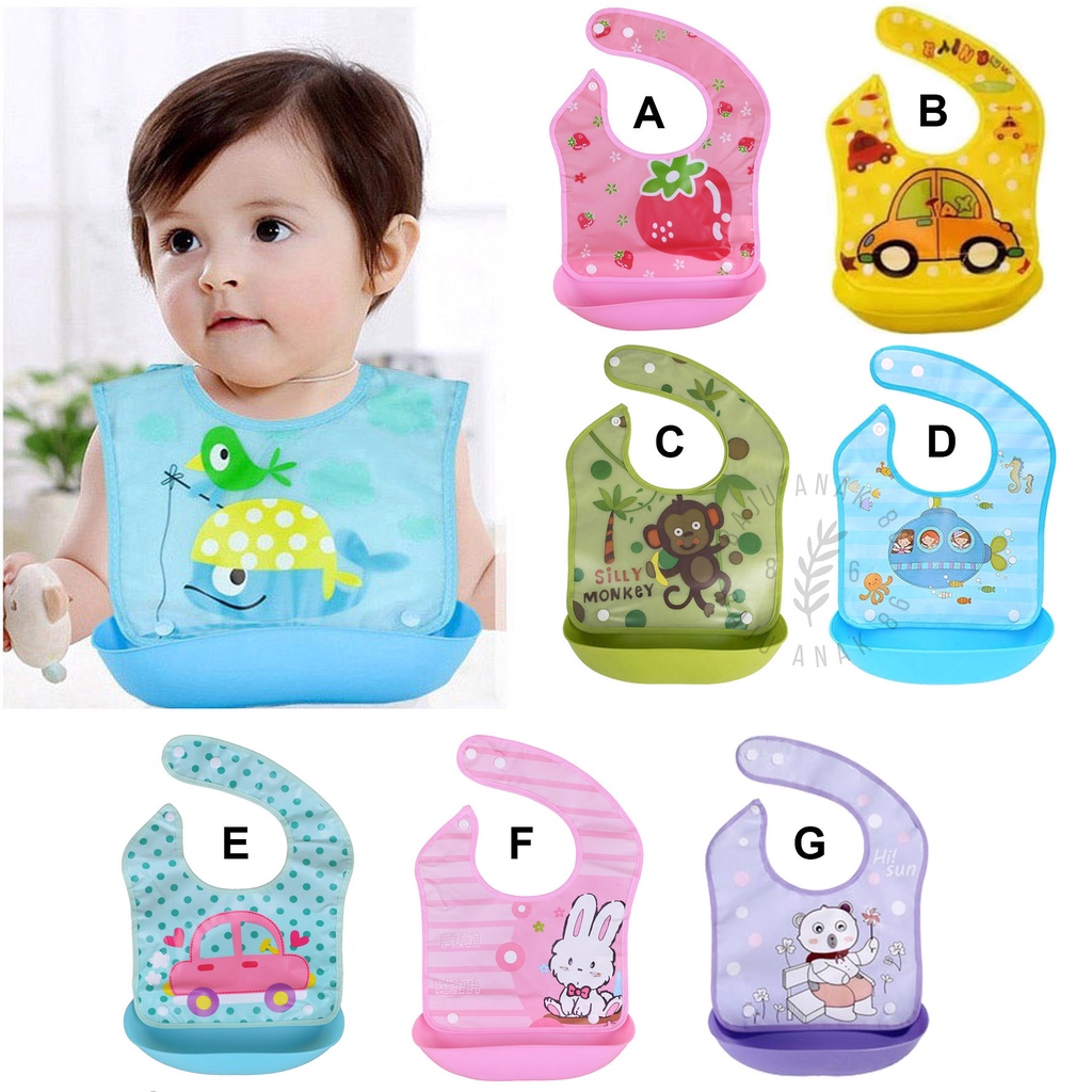 Slabber Silikon Plastic Mangkok / Celemek Bayi - 022.4482