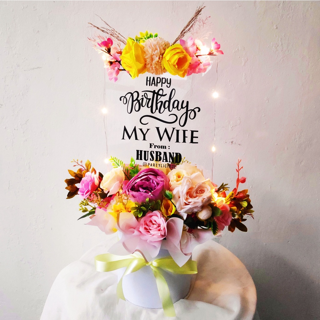 ACRYLIC BLOOM BOX WITH LED / PAPAN BUNGA / PAPAN UCAPAN / AKRILIK BUNGA / HADIAH OPENING STORE / HAD