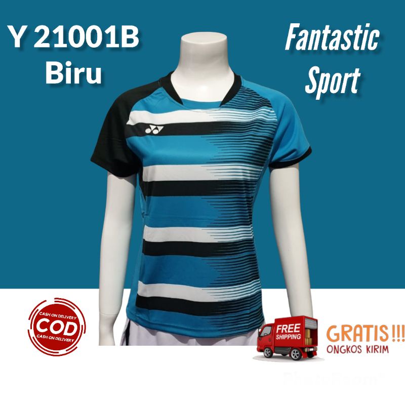 [COD] Baju Bulutangkis Y 21001B Biru Kaos Badminton Wanita Gradeori Import Jersey Yonex Perempuan Ke