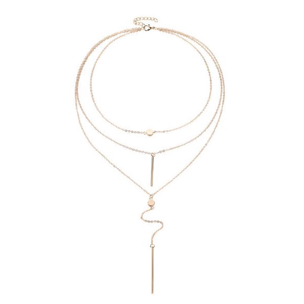 OILA kalung multi layer simple vertical bar three layer necklace (1G3) jka181