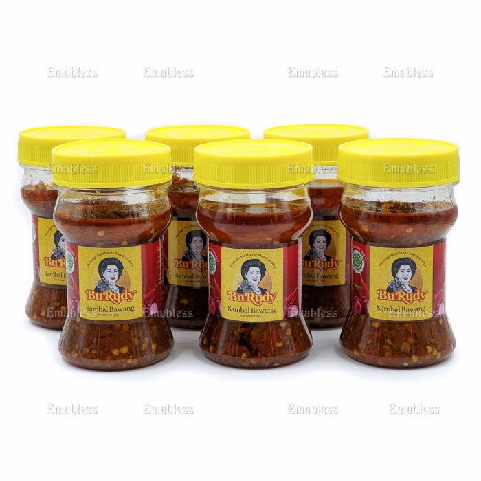 

Grosir 6 pcs Sambal Bawang Bu Rudy Oleh-Oleh Khas Bu Rudi Surabaya
