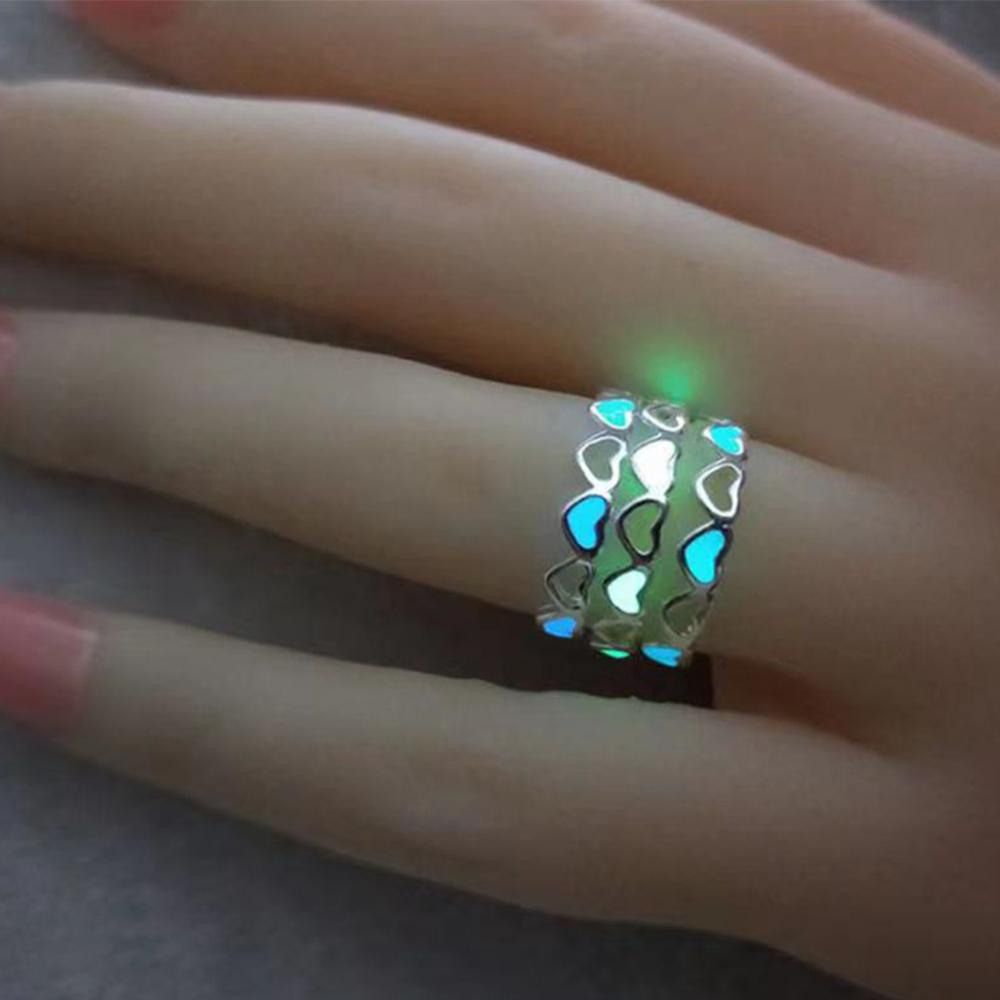 Timekey Cincin Open Ring Adjustable Desain Hati Luminous Untuk Wanita H2O7