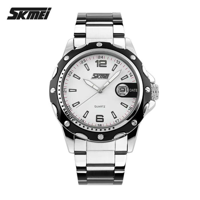 HOT SALE Jam Tangan Pria Original SKMEI 0992 Rantai Seiko Anti Air 30M - White TERLARIS