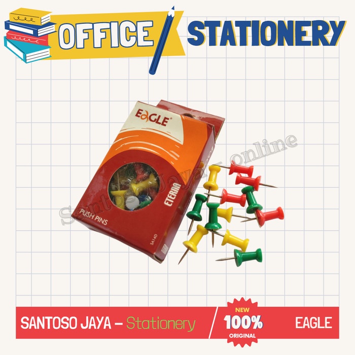 

Push Pins EAGLE - Paku Pin Warna EAGLE Eterna - Paku Kertas