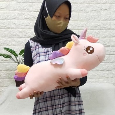 Boneka Lying Unicorn Pelangi Size 60cm/24''boneka unicorn/Boneka Karakter