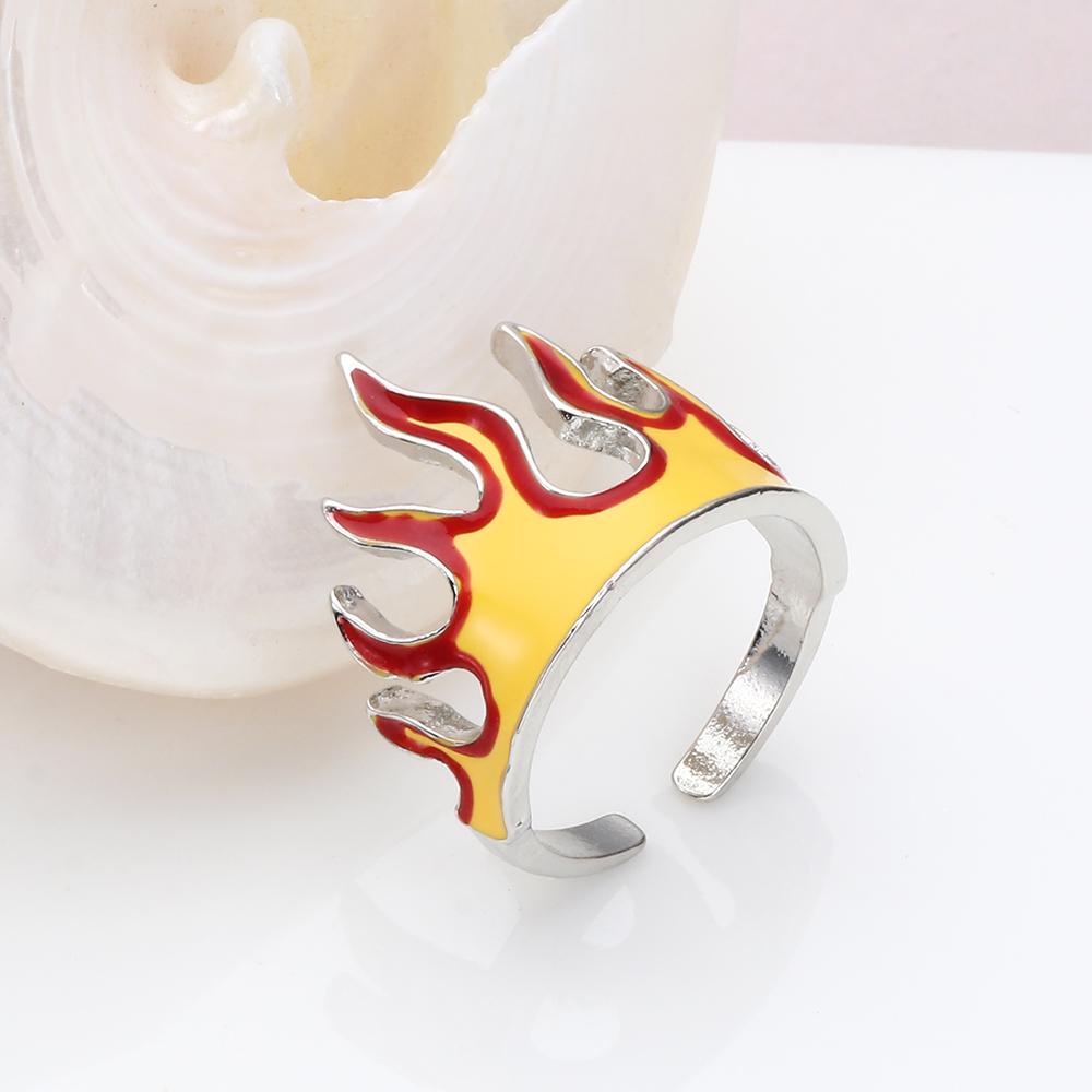 Top Flame Opening Rings 90s Pesta Aesthetics Hadiah Aksesoris Fashion Hadiah Ulang Tahun Cowok Hip Hop Vintage Gothic