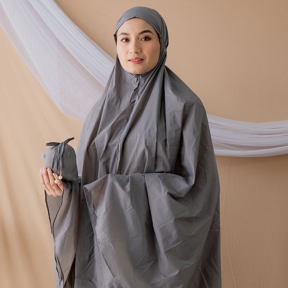 ALIF MUKENA MINI PARASUT PREMIUM KOREA TRAVEL - ULTIMATE GRAY ( MKN-052 )