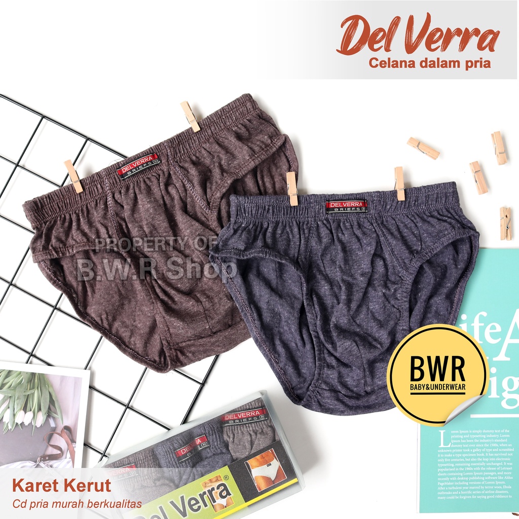 [ 3pc ] CD Del Verra Karet KERUT Polos / Celana Dalam Pria Sempak Murah Berkualitas | Bwr
