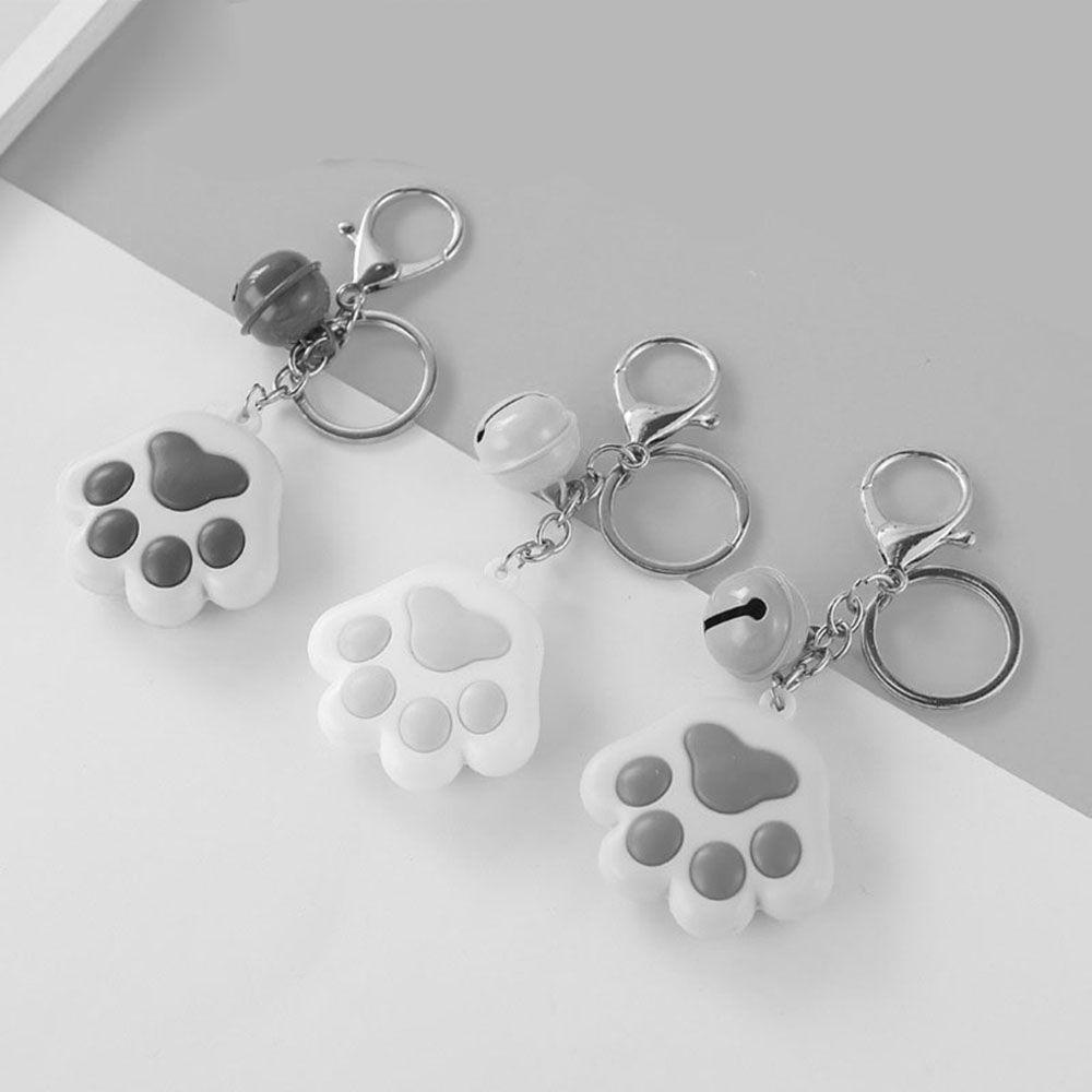 Lanfy Mainan Gantungan Kunci Kaki Kucing Angka Puppy Aksesoris Mobil Teman Lucu Dengan Bell Pendant Holder Senter Figure 3D