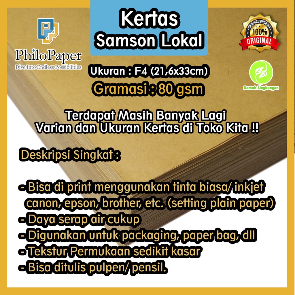 

Kertas Samson Lokal 80 Gsm F4