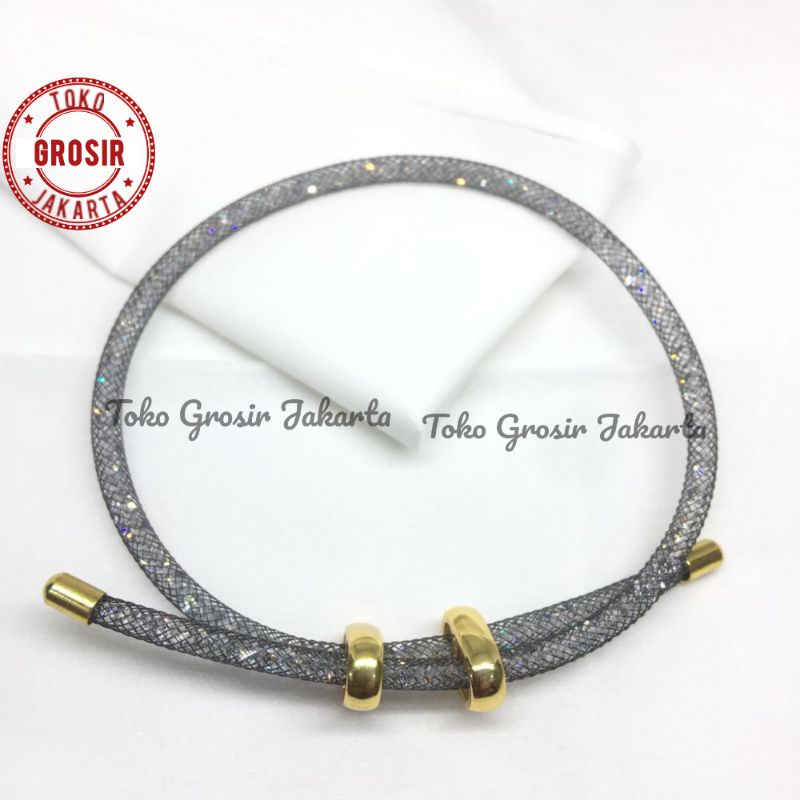 Gelang Tali Kawat Kristal Glitter Untuk Liontin Charm Atau Emas