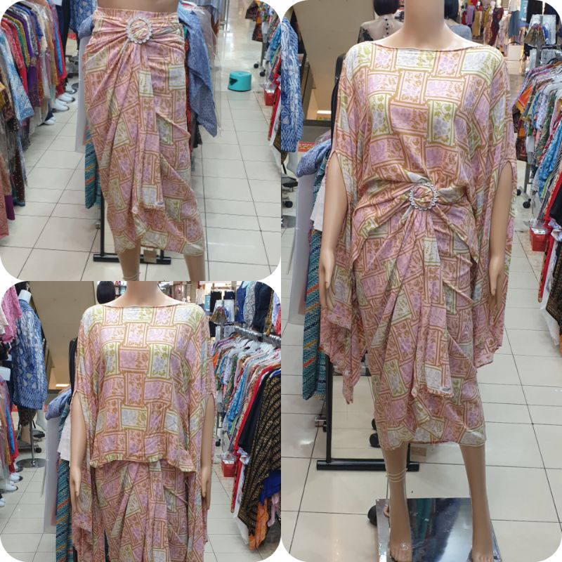 BATIK WANITA dess model kaftan set 2 pcs blouse dan rok lilit