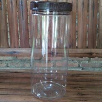 Toples Plastik Pet 1200 ml Tabung Bening tutup warna wadah snack permen jelly chesse stick