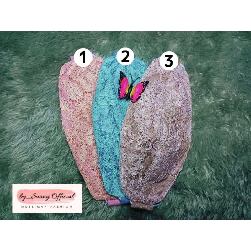 Masker Hijab Kain Motif Brukat 3ply / MASKER HIJAB KAIN