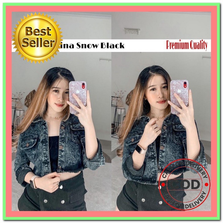 Jaket Jeans Jaket Jins Oversize Crop Wanita Lepis Jaket Cewek Jaket Levis Casual Ripped Import Terba