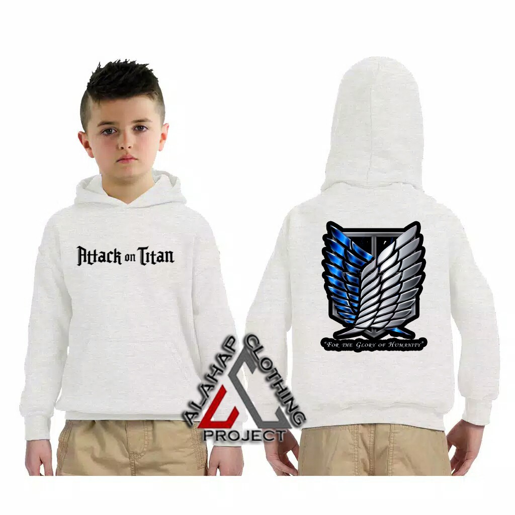 JAKET ANAK SWEATER HOODIE ANAK ATTACK ON TITAN AOT FOR THE GLORY OF HUMANITY