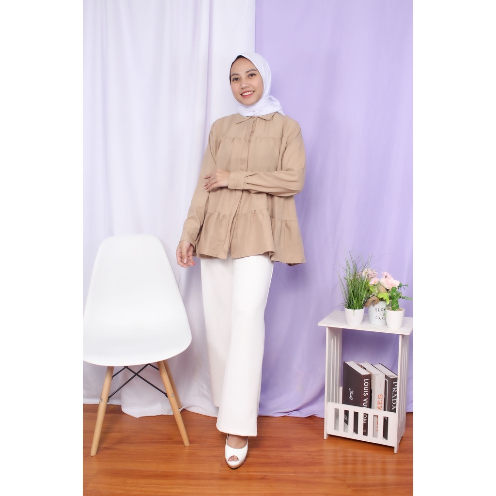 Tq88indonesia Baju Blouse Wanita Terbaru / Sora Blouse  / Blouse Rempel Kekinian / Blus / Ootd Terbaru / Outfit Citayam Kekinian