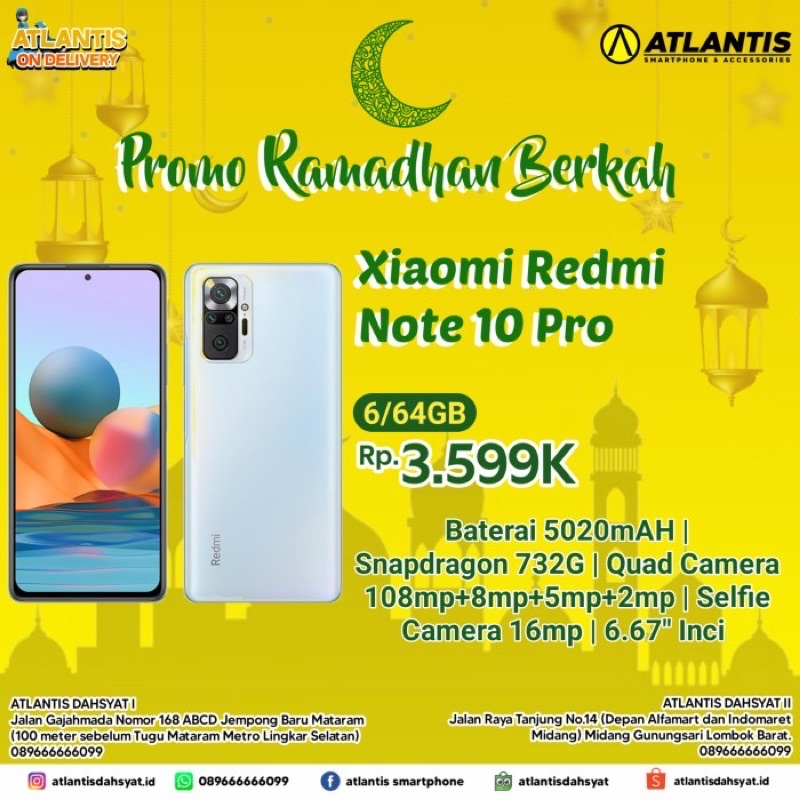 Xiaomi Redmi Note 10 Pro RAM 6/64~8/128GB Garansi Resmi