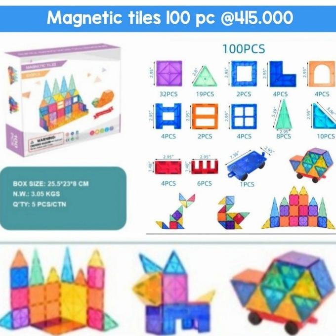 magnetic tiles 100 pc mainan ---Terbaru---