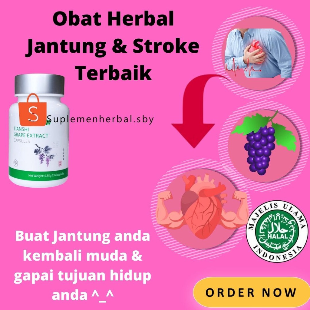 

Minuman Obat Jantung Koroner dan Stroke Iskemik Melarutkan Plak Penyumbatan Grape Extract bukan Gravistro - Makanan dan minuman kesehatan jantung - Minuman Tradisional - Suplemen Makanan Extract Anggur untuk Stroke - Obat Stroke Ampuh