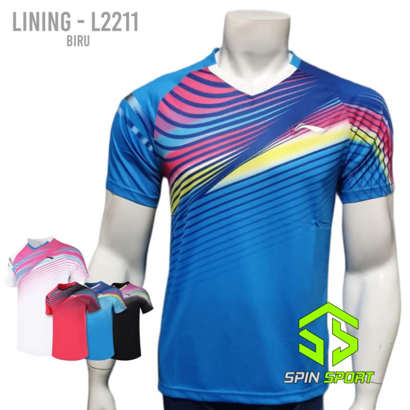 [L2211 Biru] Lining Summer Collection Kaos Baju Lining Li-Ning Import Premium Terbaru At Dry Badmint