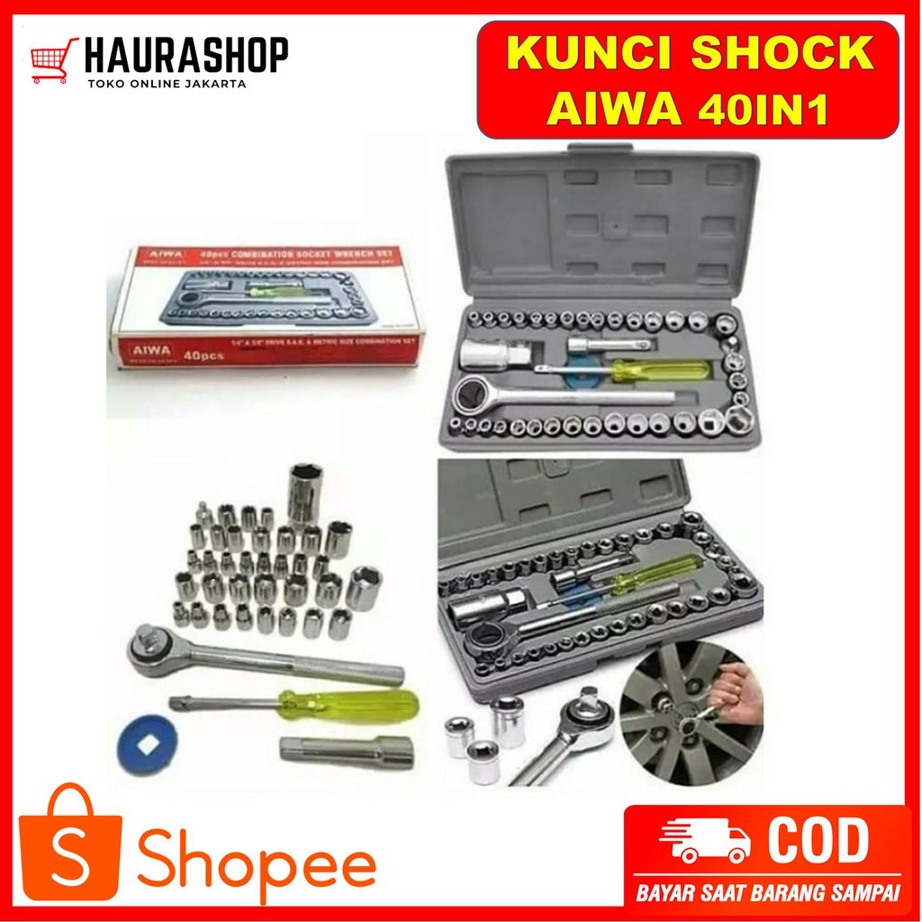 Tool Kit 40 ini 1 Kunci Sock - Pas - SHOCK - Sok Obeng Alat Bengkel Set Termurah