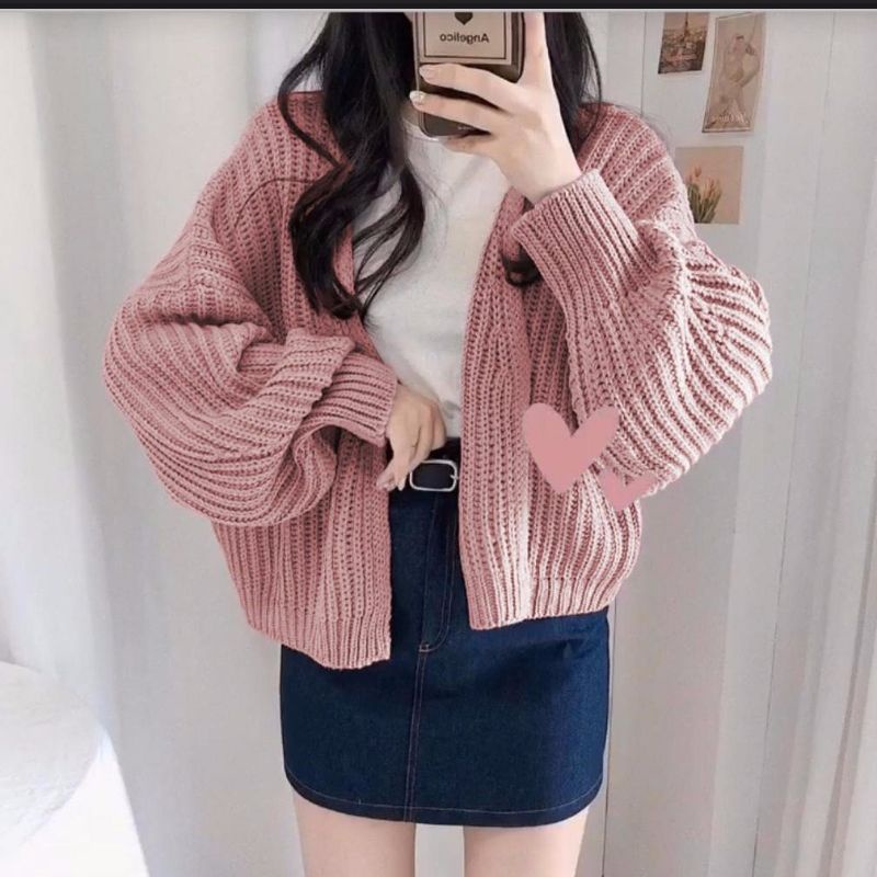 CARDI RAJUT HAZEL LOLLY // CARDIGAN RAJUT OVERSIZE-DUSTY PINK