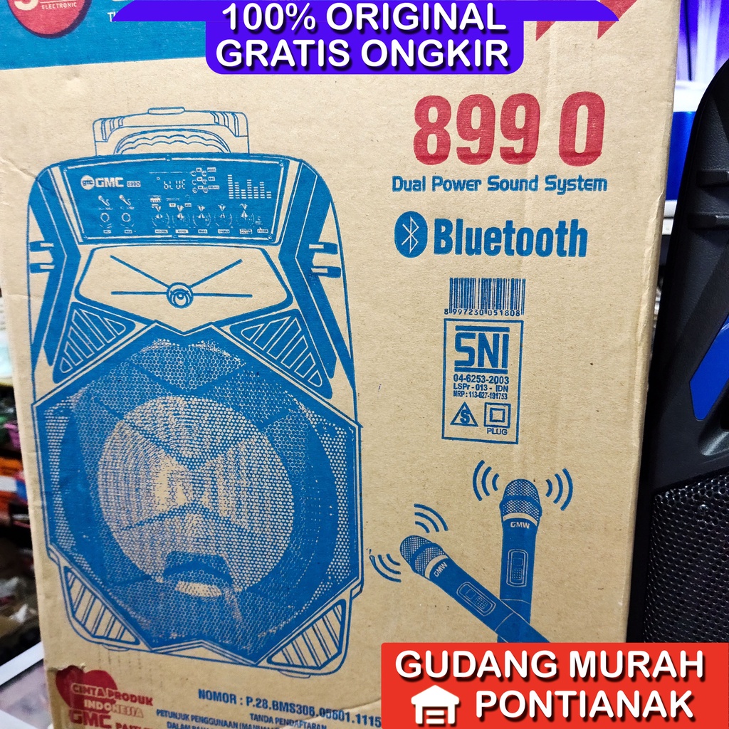 Speaker GMC 12inch 2MIC Wireless Salon Bluethoot 899O