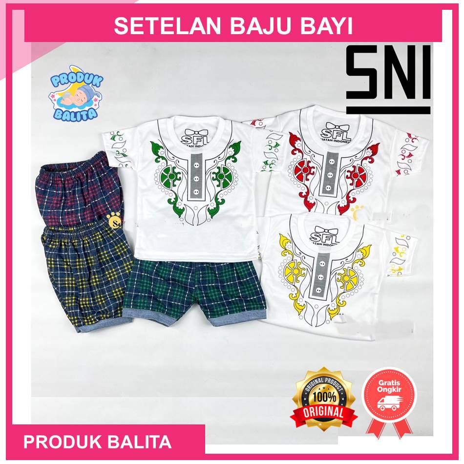 Setelan Baju Anak Bayi Kekinian Baby Cowok 0-12 Bulan Set bayi Laki-laki Terlaris