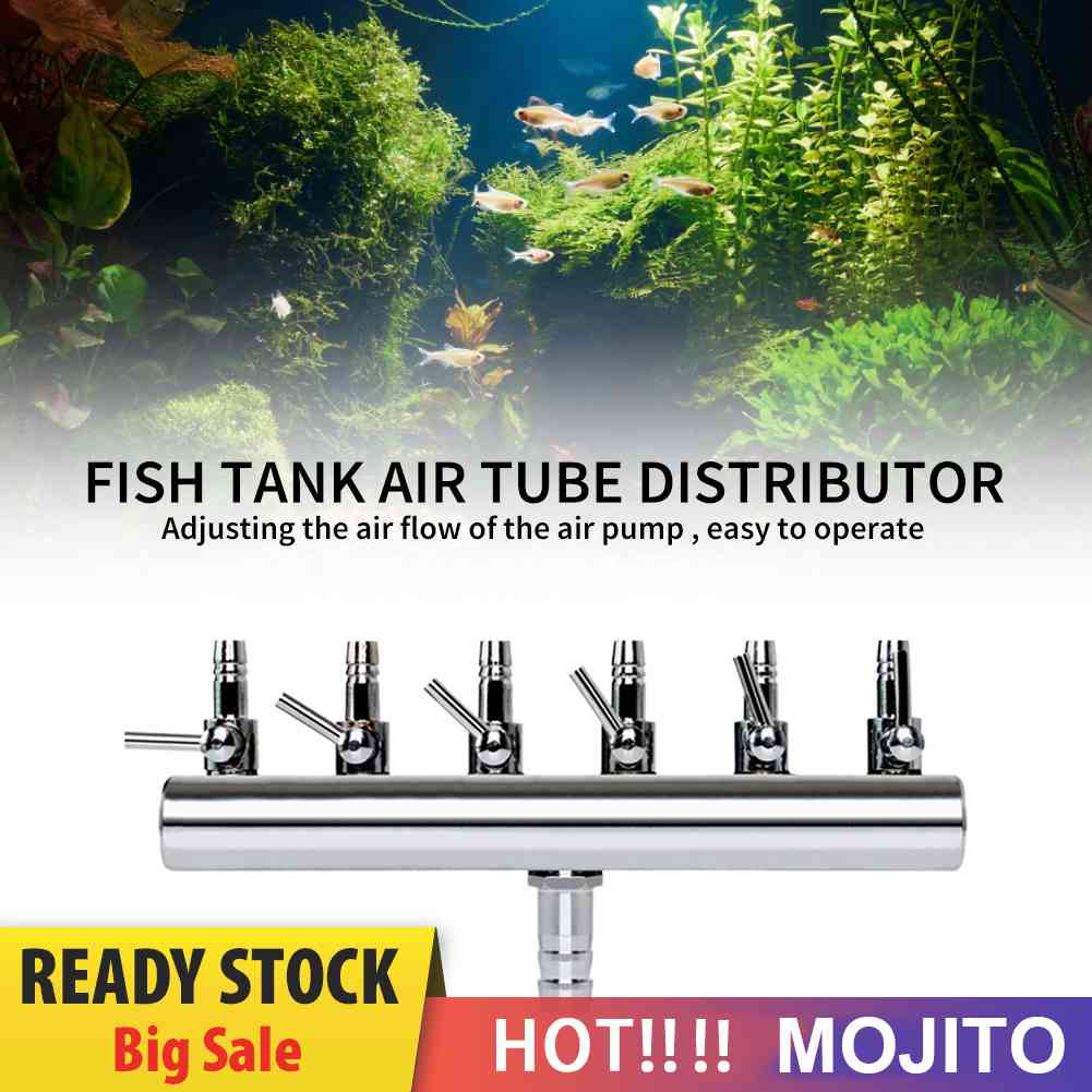 Air Oxygen Pump Aquarium Fish Tank Stainless Steel Flow Splitter Hose Pump