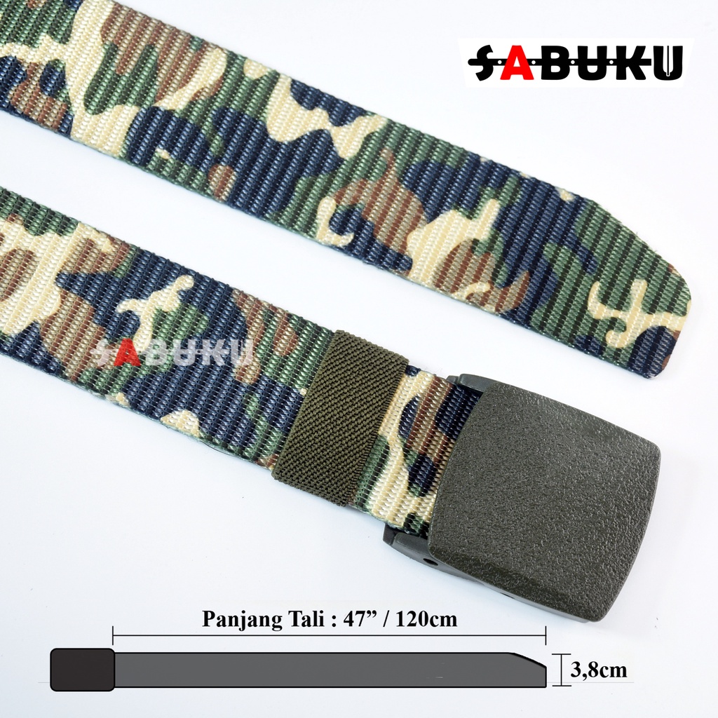 Ikat Pinggang Kanvas Pria Kepala Anti X-RAY Army Corak Abri Men Belt - 066