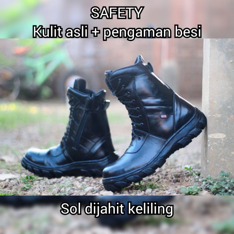 SEPATU BOOT TINGGI PRIA KICKERS KULIT ASLI DENGAN PENGAMAN BESI MURAH