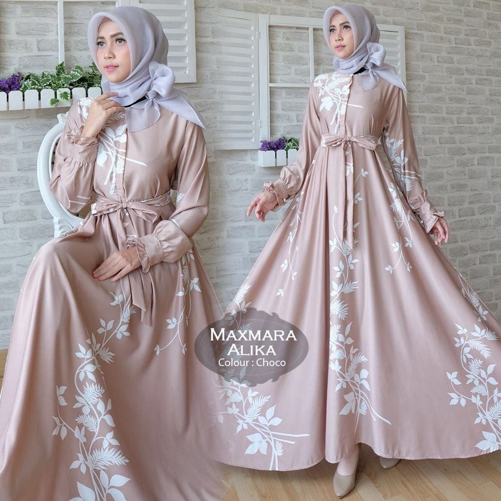 Baju dress Maxi Maxmara Alika Choco TL maxi wanita maxmara coklat murah