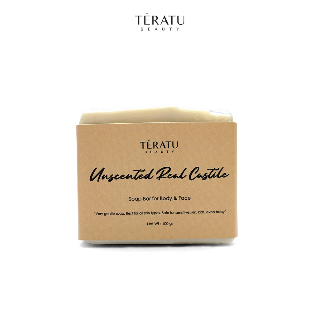 

Teratu Beauty Handmade Natural Soap Bar for Body & Face - Unscented Real Castile
