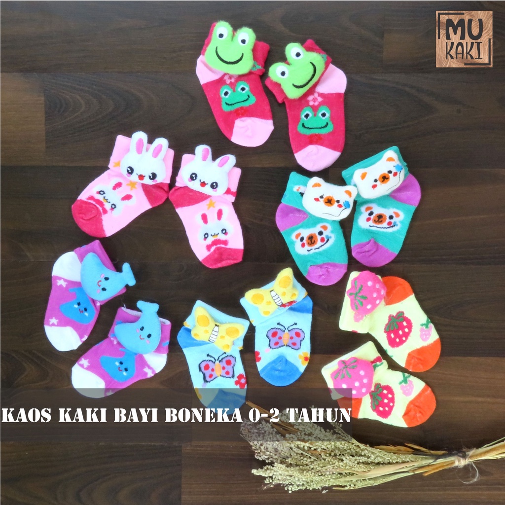 Paket Kaos Kaki Bayi Boneka Motif Karakter Mix 12pcs Mukaki