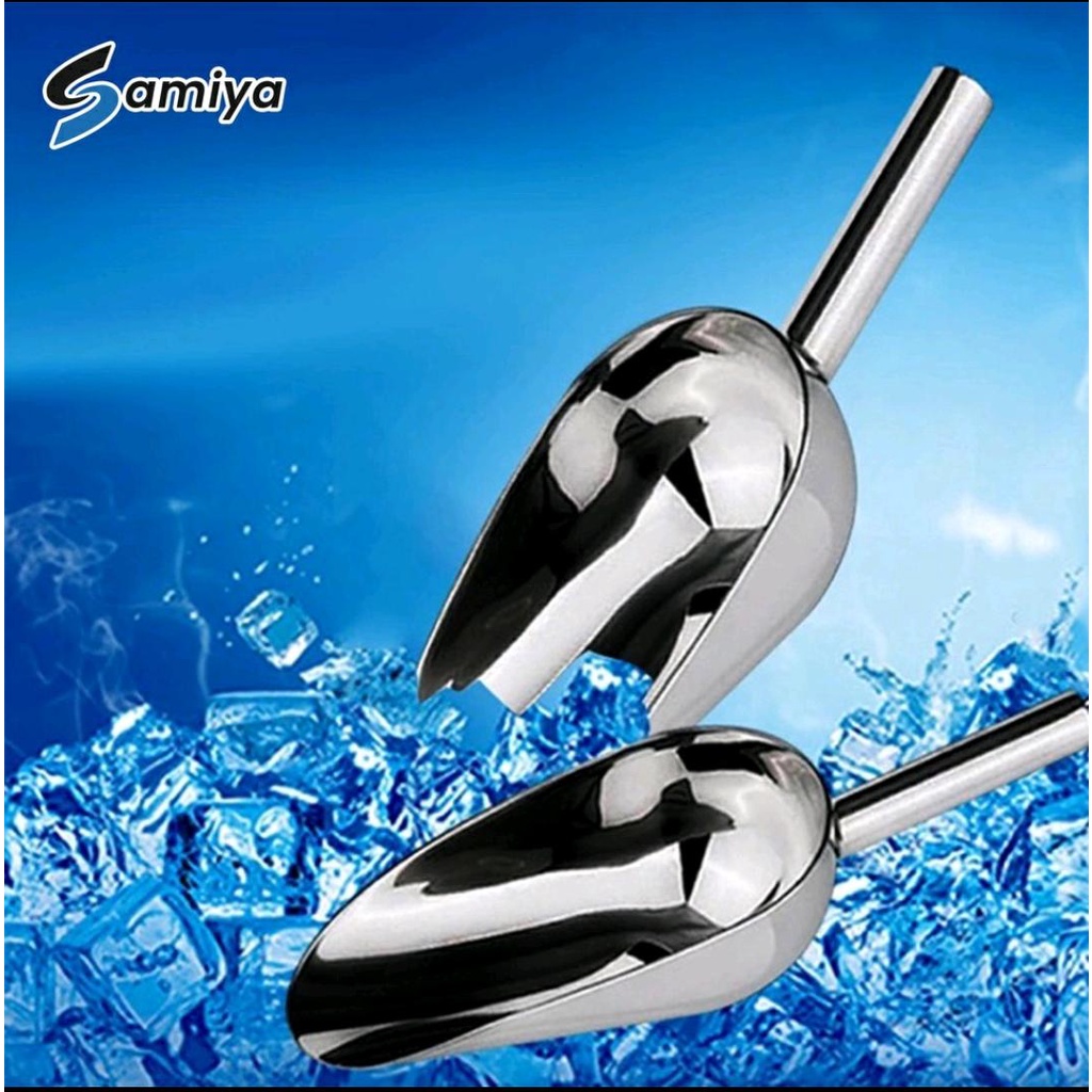 sekop es batu stainless 201 / ice scoop shovel / serokan beras kedelai biji kopi TANPA RING