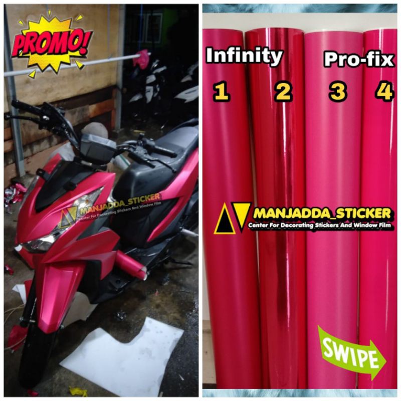 Stiker Skotlet motor / skotlet motor warna pink untuk motor