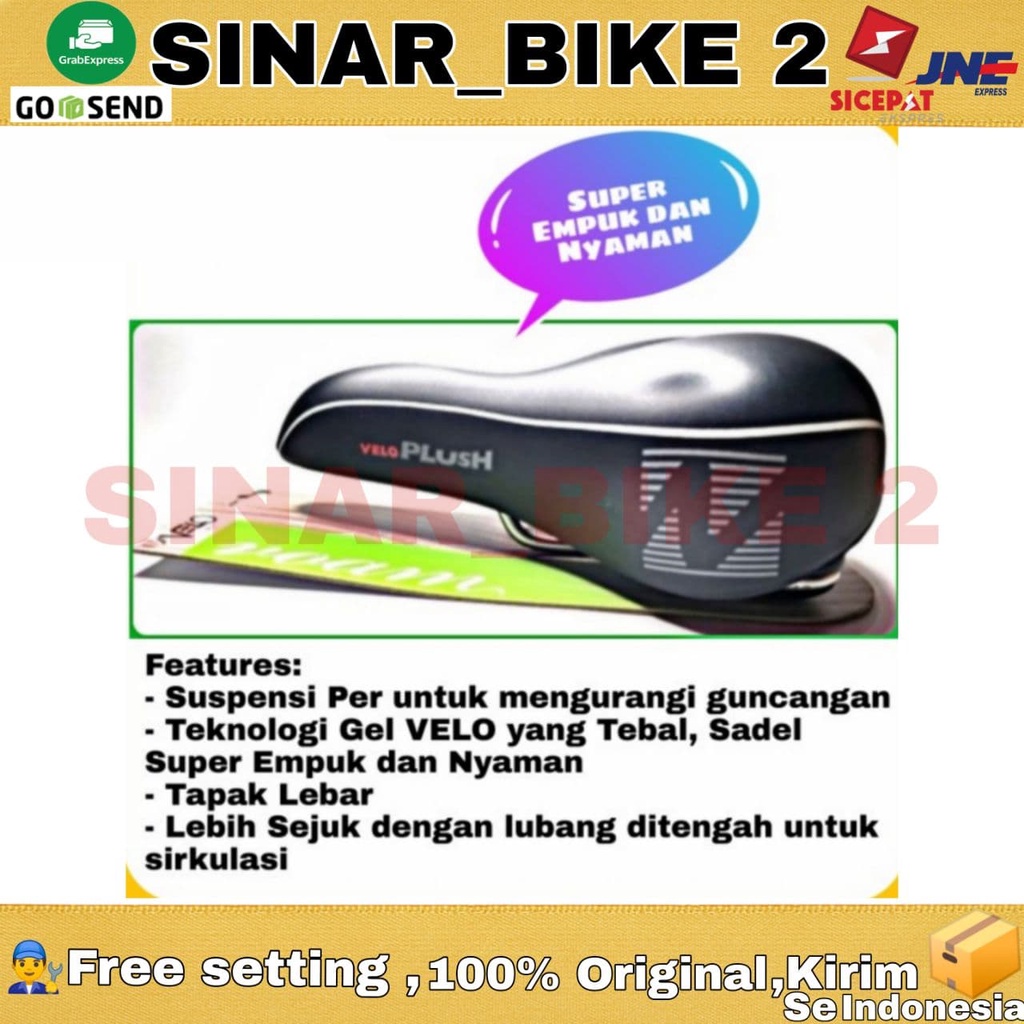 Sadel Velo Plush Gel Suspensi Super Empuk Sepeda Lipat MTB