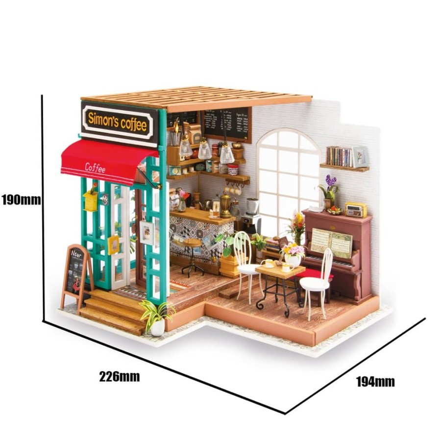 ROLIFE Robotime Diy Dollhouse Kit-Simon'S Coffee New Arrival DG109 Hobby Toy Collection Perfect Gift For Your Love One