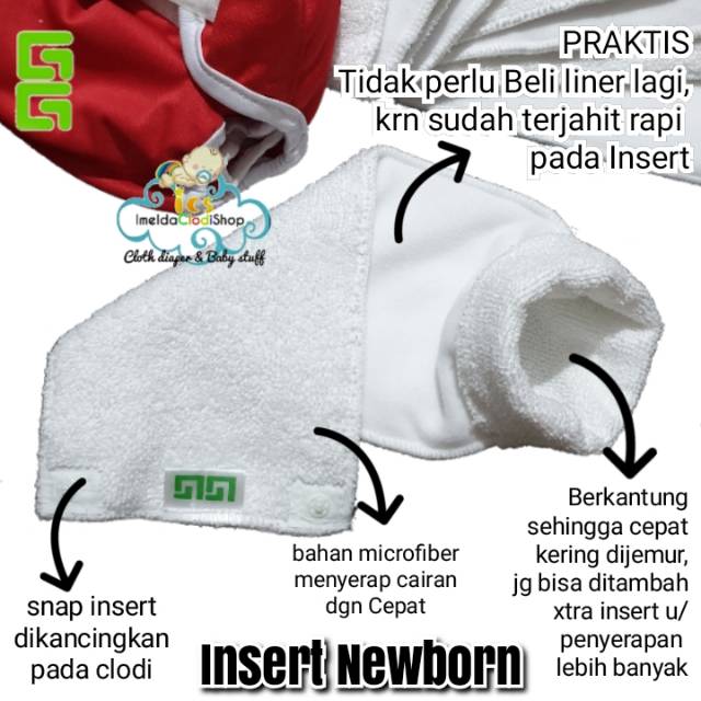 Clodi newborn gg lil g 3-9kg motif polos dpt 1 insert popok kain diaper cuci ulang clody SNI