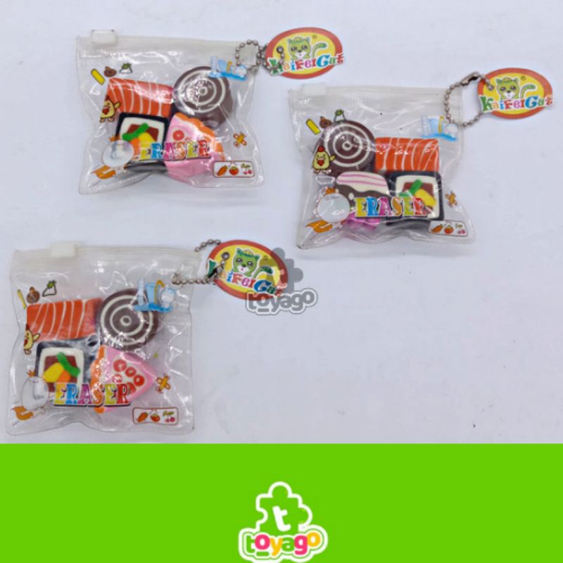 Penghapus Pensil Motif Sushi isi 4 pcs (free pouch)