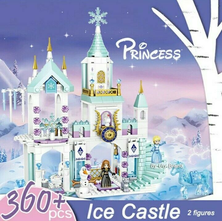 360pcs / Set Mainan Balok Bangunan Desain Kastil Film Frozen Princess Elsa Untuk Hadiah Natal