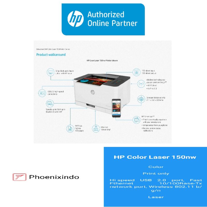 HP Color Laser 150nw HP150nw HP 150 nw HP 150nw (Print only,Wifi,LAN